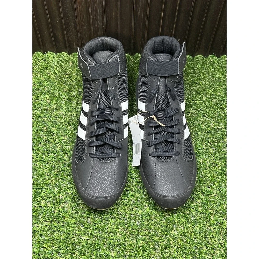 Size 8.5 - Adidas Mens HVC AQ3325 Black White Wrestling Boxing MMA Sneaker Shoes